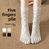 Female Autumn Diamond Lattice 10A Class Antibacterial Sweat Absorption Deodorizing Five Finger Tube Stack Socks
