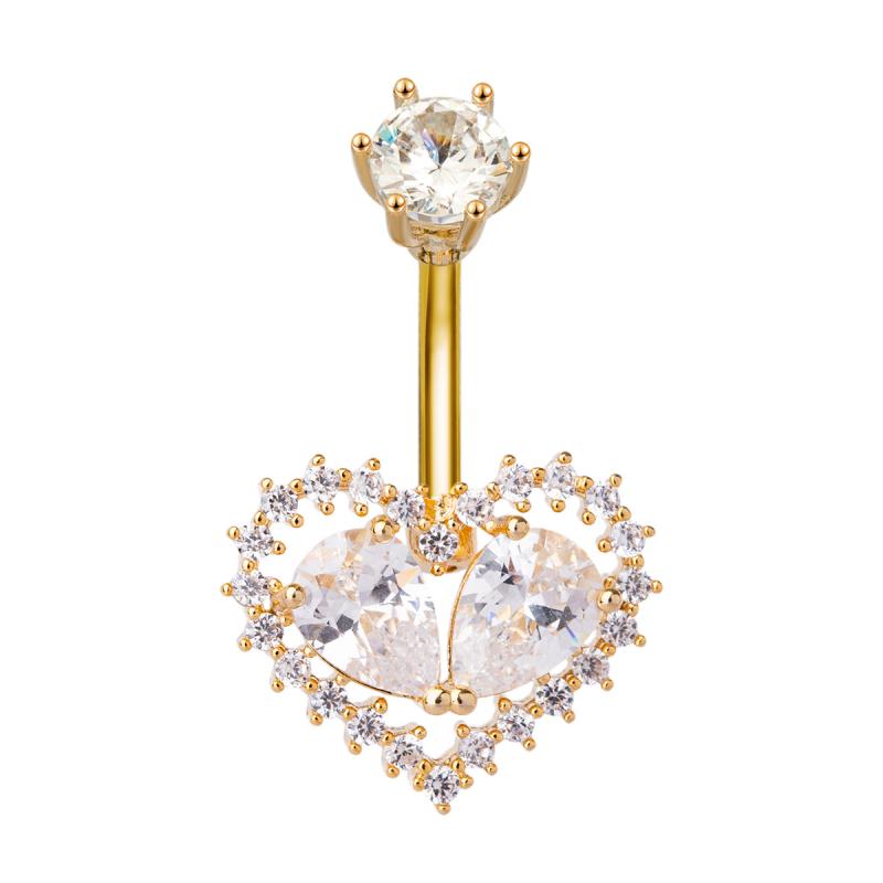 Einfache Herz Bauchnabelringe Glänzender Zirkon Nabelpiercing Hantel Für Frauen Bauchnabelring Strand Körperschmuck Geschenke