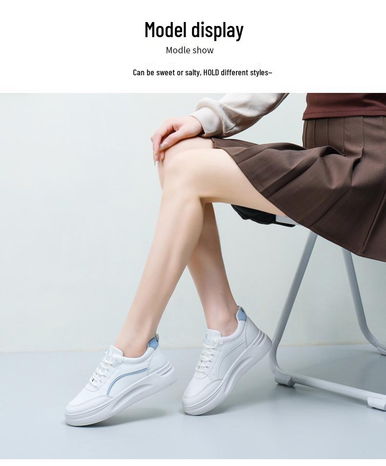 Korean Style Women's Platform Sneakers - Spring 2024 Casual White Shoes