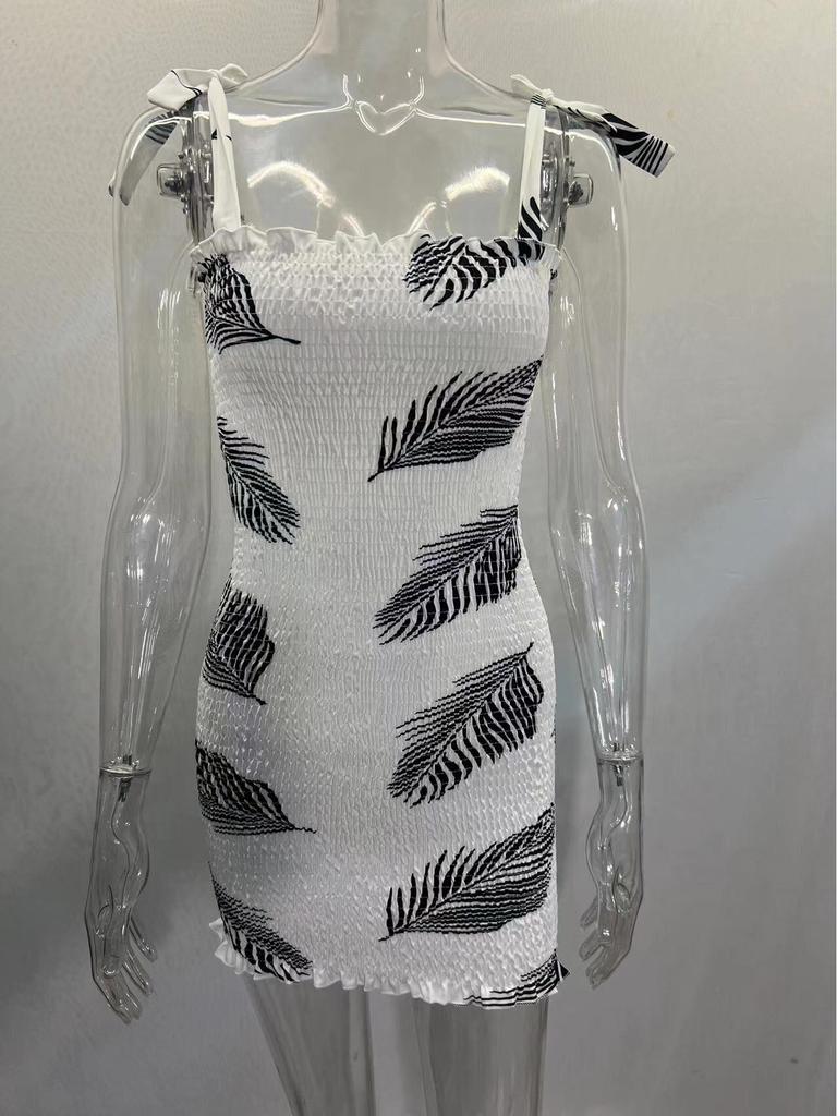 Halter Off-Shoulder Print Bodycon Kleid