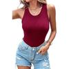 Women S Round Neck Solid Color Tank Top With Built In Bra For Summer