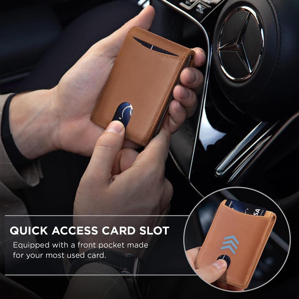 Hot-Selling Men's Slim Bi-Fold RFID Anti-Theft Wallet with Pull-Out Credit Card Holder
