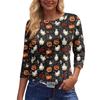 Women's Fashion Casual Round Neck 3/4 Sleeve Loose  Printed T-Shirt Ladies Top