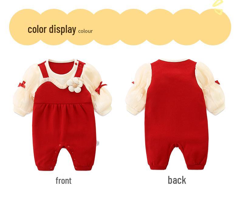 Autumn Long Sleeve Baby Romper – Newborn/1-Year-Old Girl Outfit