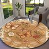 1pc Pale Beige Butterfly Floral Printed Chair Rug for Home Office Use, Living Room Kitchen Game Room Round Carpet
