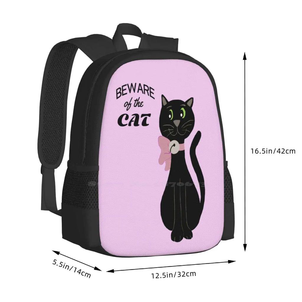 Beware Of The Cat Hot Sale Backpack Fashion Bags Cats Black Cat Rattle Bow Pink Graphic Design Sleeve For Tablet Sleeve For