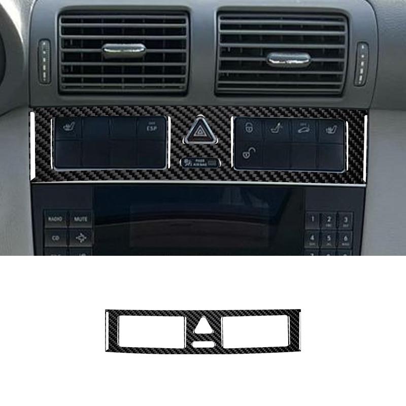 Real Carbon Fiber Car Center Console Warning Light Panel Frame Sticker For Mercedes Benz C Class W203 2005-2007 Car Accessories