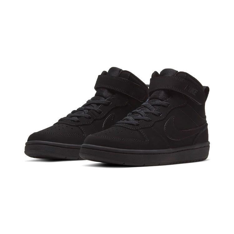 Nike Court Borough 2 Comfortable High top Kids' Skateboarding Shoes Matte Black Children Aged 3 7 Years Old CW5868-001