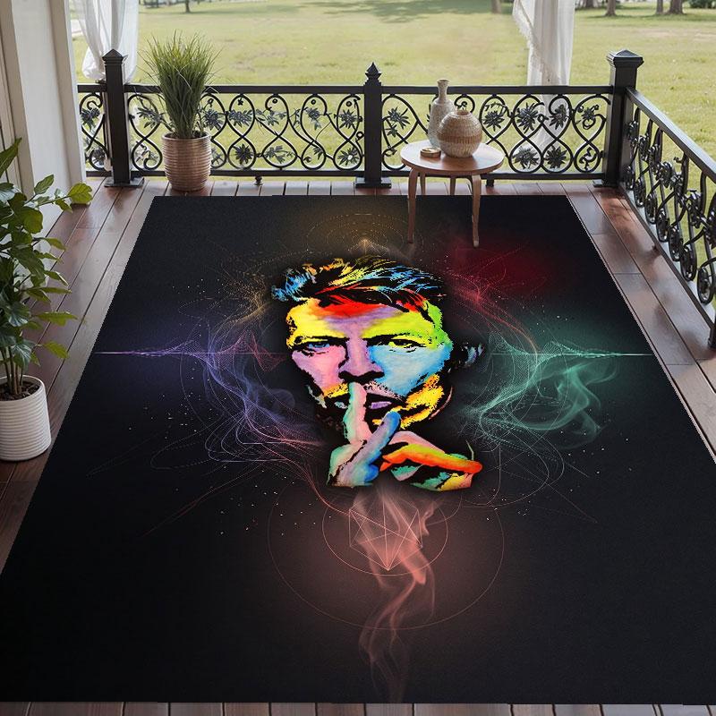 Alfombra de Suelo Suave Patrón David Bowie Alfombra de Área Felpudo Decorativo Para Decoración de Habitación del Hogar