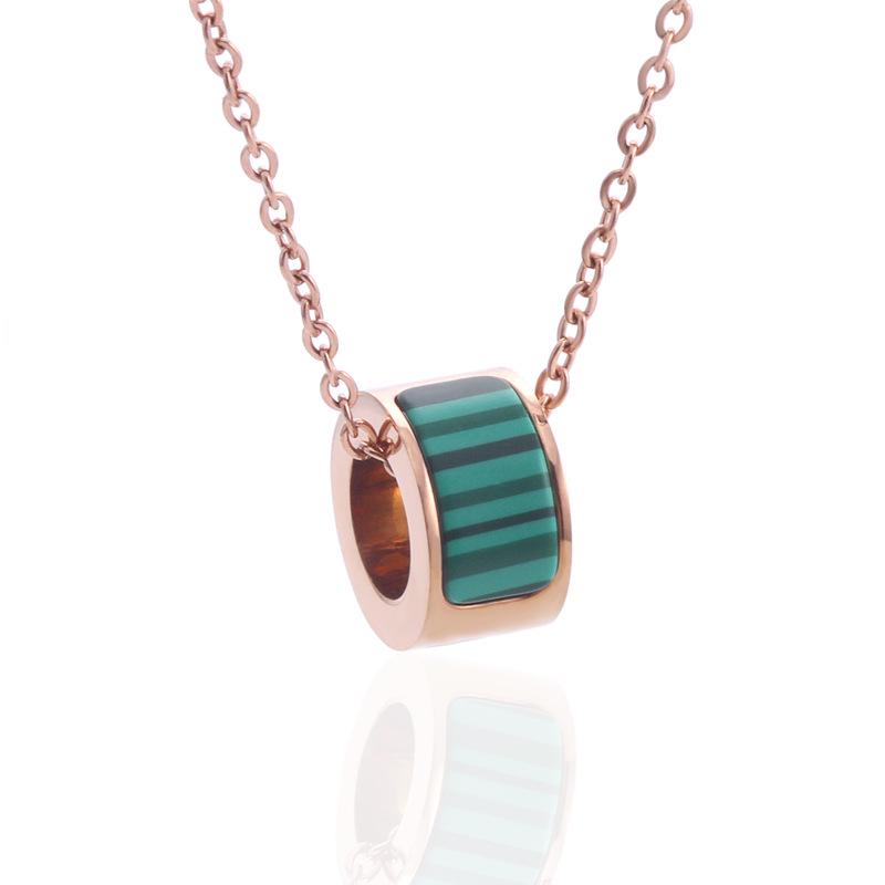 Rose Gold Malachite Necklace: Thin Waist Collarbone Chain in Japanese Korean Style розового золота