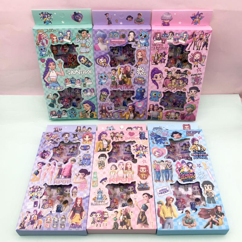 

100 шт. Kpop Мисливці на демонів Набір прозорих наліпок DIY Скрапбук та Журнал Декоративні наліпки Подарункова коробка Подарунки для фанатів ONESIZE