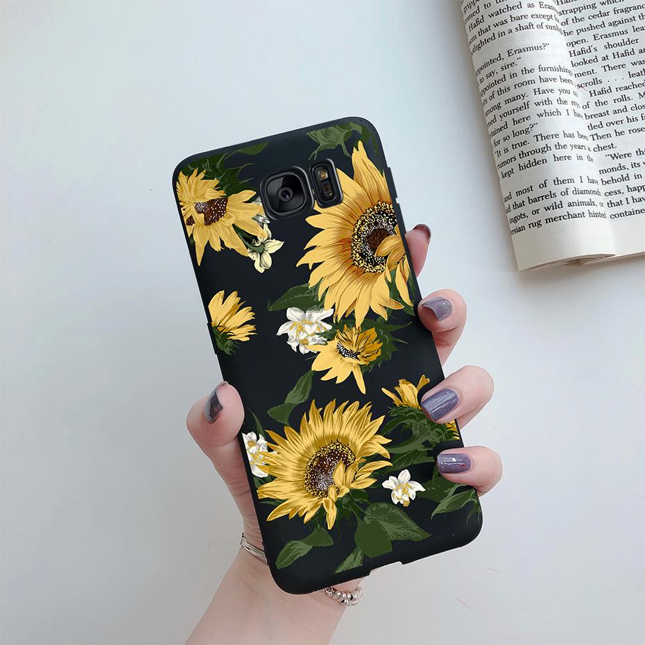 For Samsung Galaxy S6 S7 Edge Case Cute Love Heart Flower Silicone TPU Soft Cases Cover For Samsung S6 S7 S 6 7 Edge Phone Case