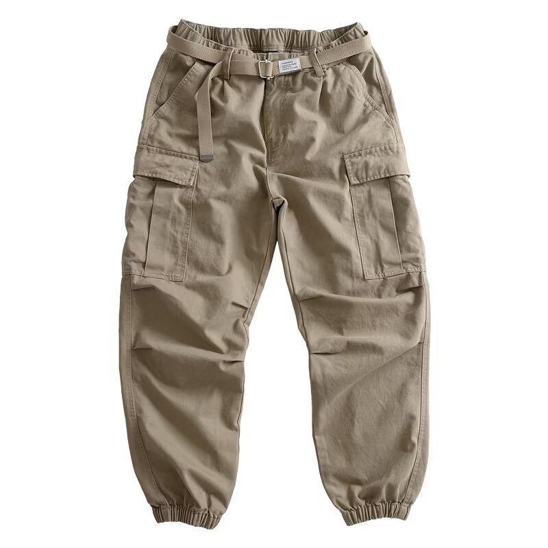 Men'S Summer Cargo Trousers Large Pocket Casual Work Pants Fashion Soild Long Sweatpants Outdoor Streetwear Loose Male Slacks