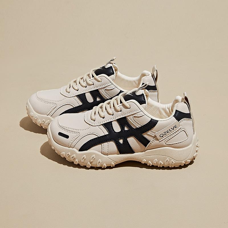 

Casual Chunky Platform Sneakers for Women Lightweight Anti-Slip Walking Shoes Faux Leather Lace-Up Running Shoes Women s Comfortable Tennis Sneakers 40 чёрный