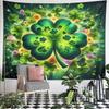 Nature Wall Tapestry Glowing Green Four Leaf Clover Shamrock Lucky Flowers Saint Patrick Decor for Bedroom Living Room Gift