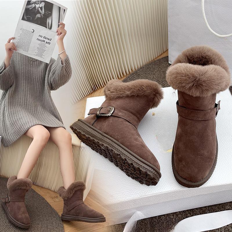 Snow Boots for Women, Short Tube with Thick Velvet and Flat Bottom Boots