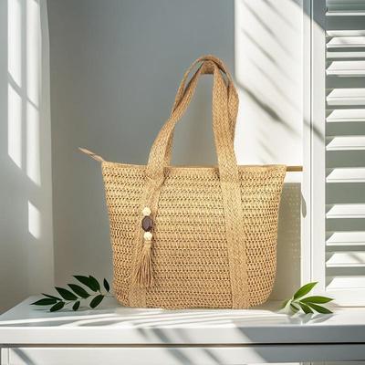 2025 Trendy Handmade Forest-Style Woven Straw Tote Bag - Large Capacity Vacation Fashion for Women