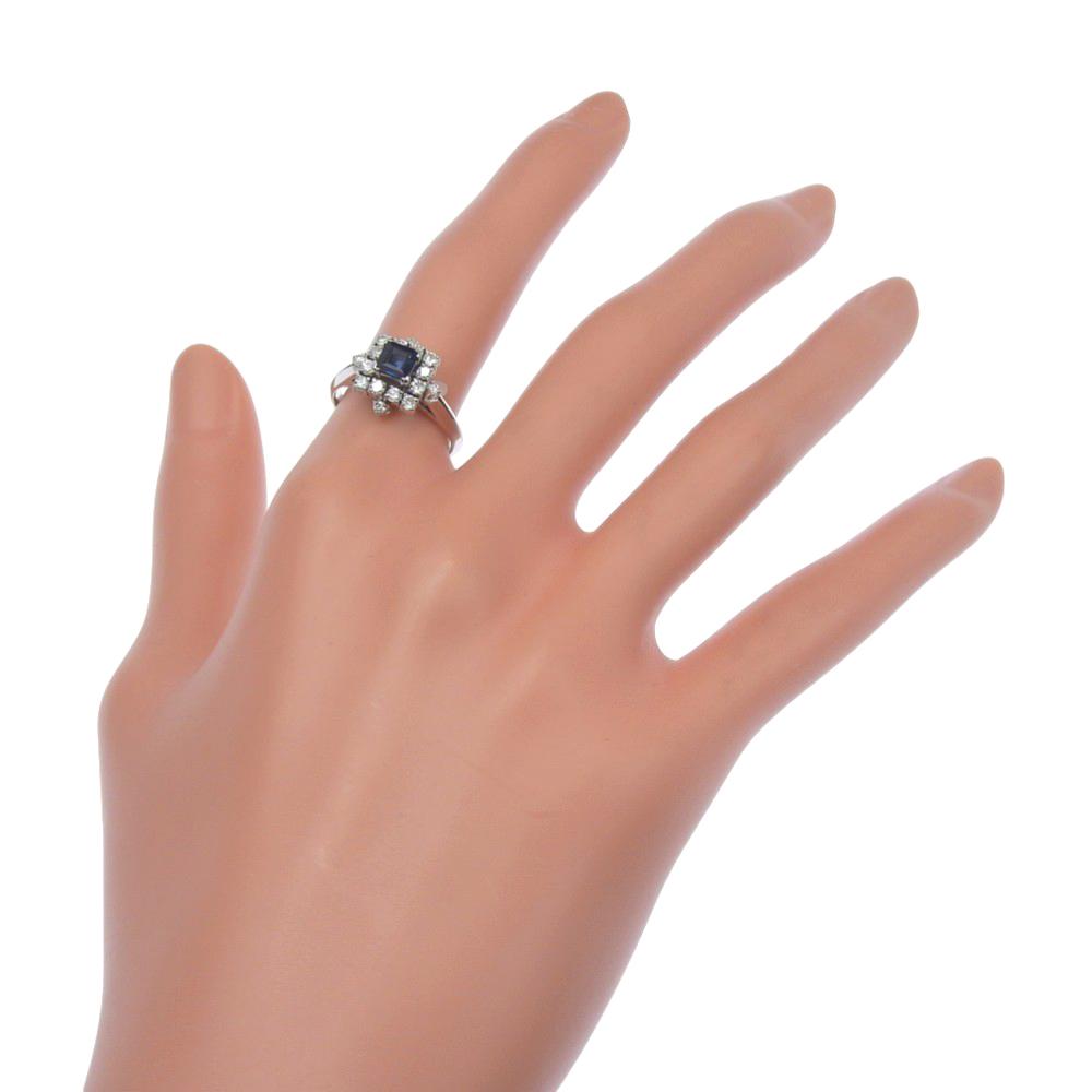 Anello Pt900Platino/zaffiro/diamante #6.2(Dimensione degli Stati Uniti) 5,1g Usato Donna