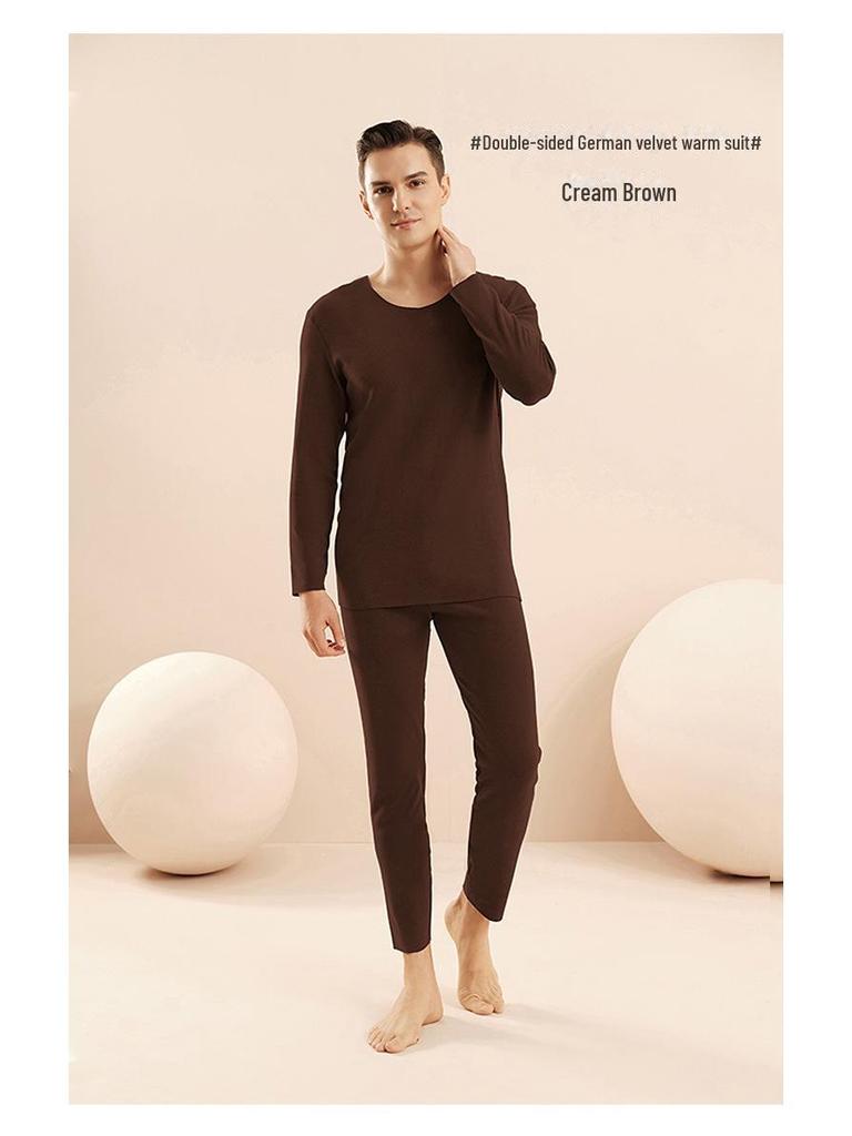 Men’s Thermal Underwear Set: Velvet, Antibacterial, Hyaluronic Acid-Infused, Long-Sleeved, Autumn/Winter Comfort