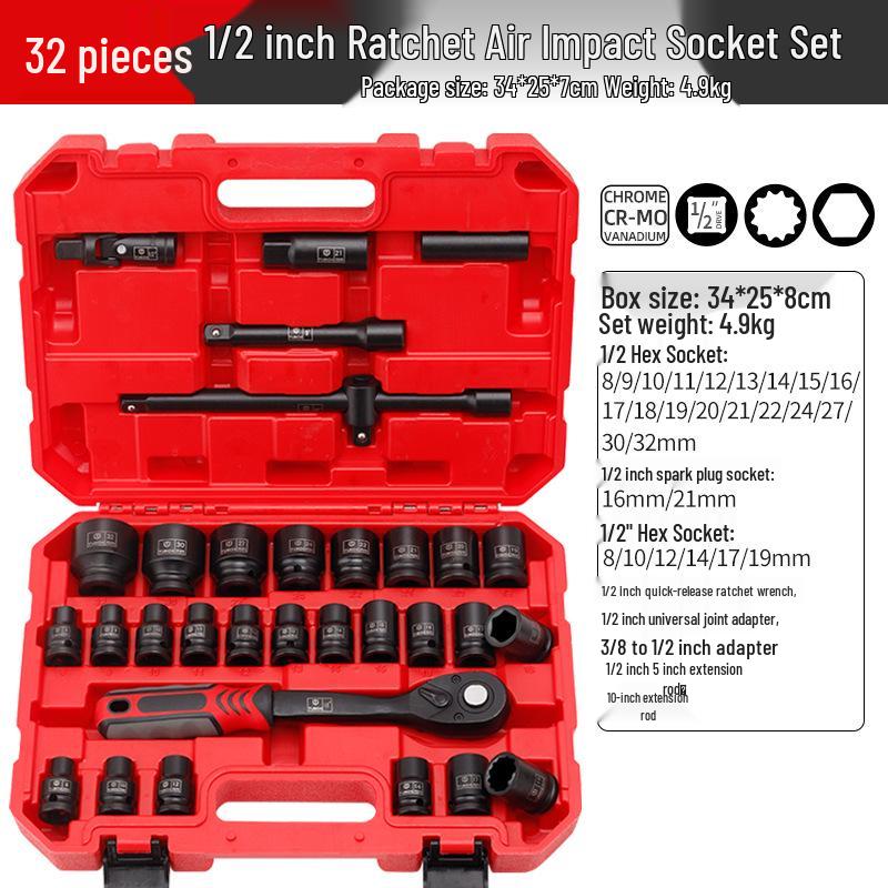 32-Piece Auto Repair Tool Set: On-Board Socket Wrench & Ratchet for Electric Vehicle Maintenance