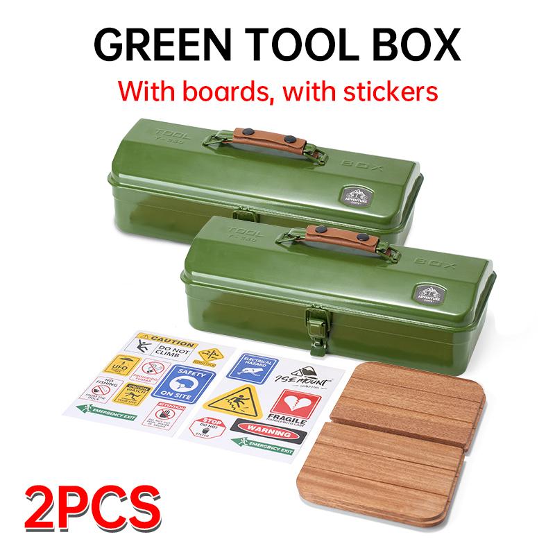 Outdoor Toolbox Portable Small Steel Toolbox Roof Style Double Lock Protection Iron Box Multi-functional Heavy Duty Toolbox