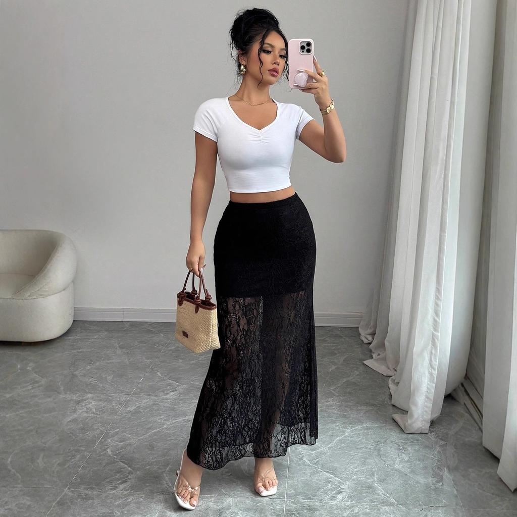 2026 Spring New Lace High Waist Bodycon Pencil Skirt Slimming A-Line Skirt for Women