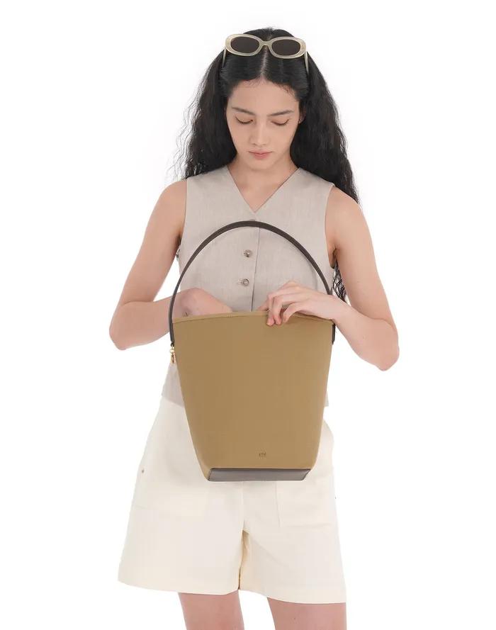 [PANIER] Khaki Canvas Panier Bucket Bag L AABA5F220K2