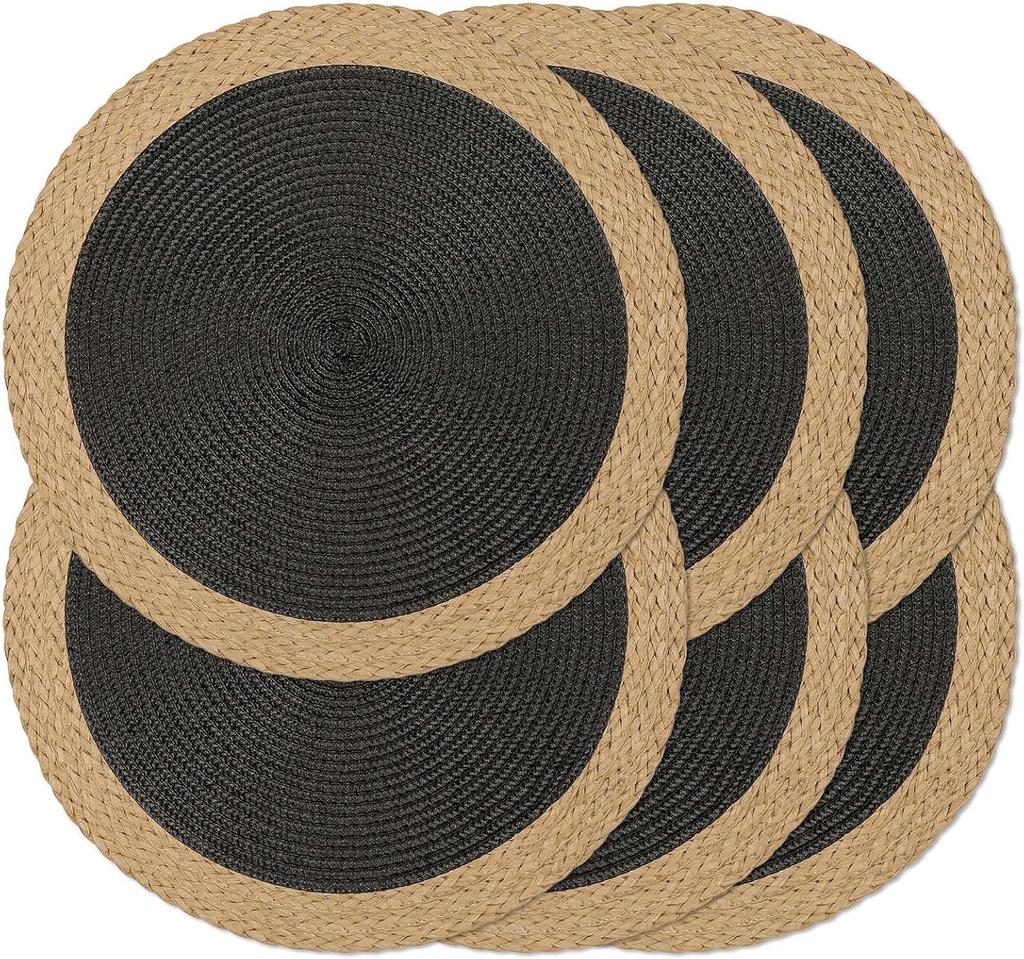 Ronde Geweven Placemats Set van 10 Tafelmatten 15 Inch Wasbaar Hittebestendig voor Eettafel Antislip Binnen Buiten Placemats