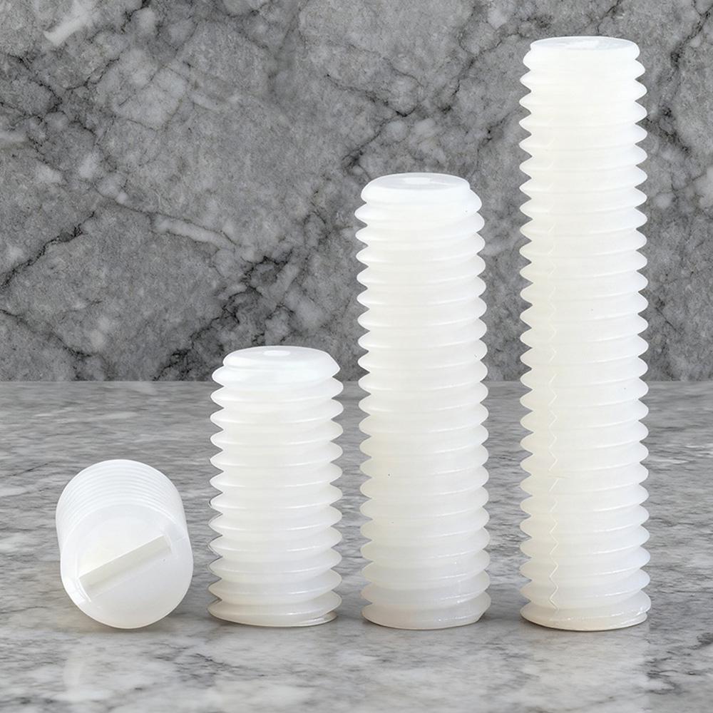 10-100pcs White/Black Nylon Tip Set Screws M3 M4 M5 M6 M8 M10M12 Non-Marring Nylon Slotted Head Screw for Electronics Adjustment