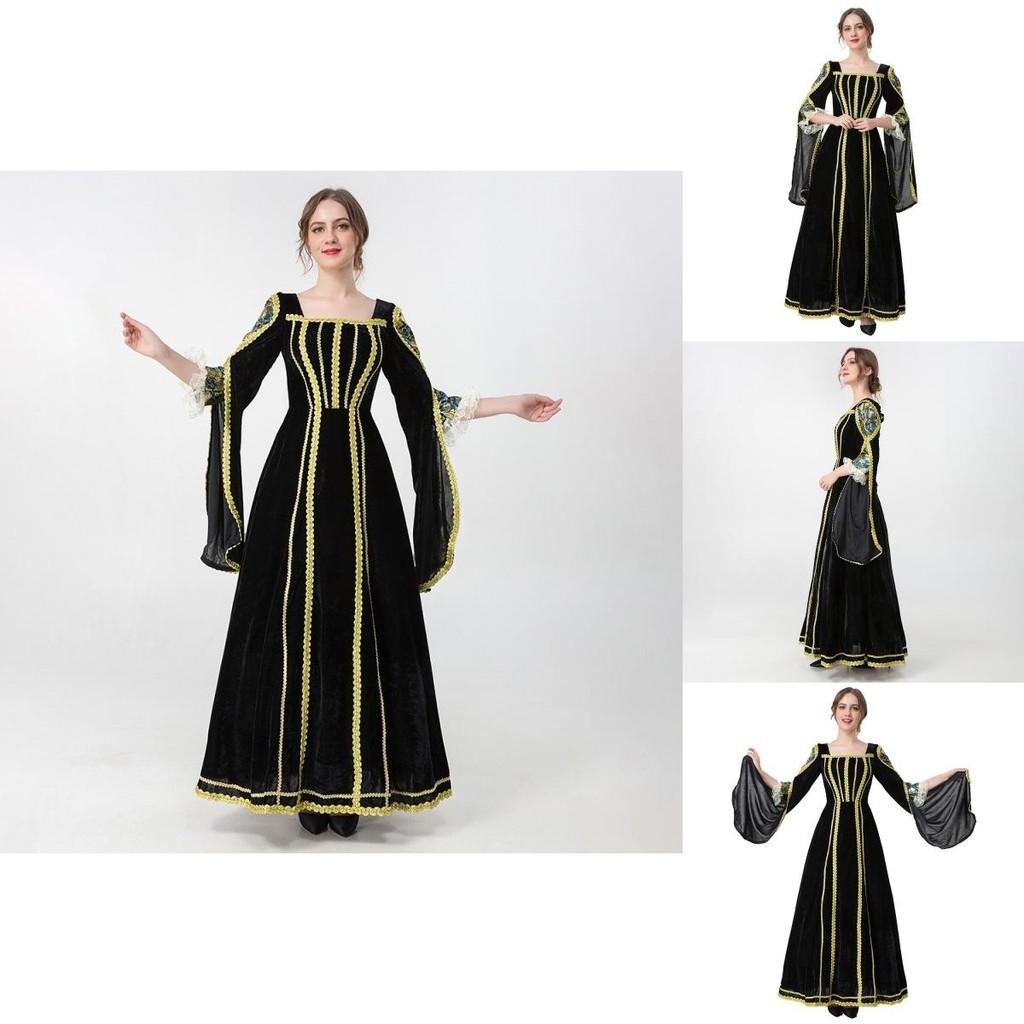 Classic Black Adult Queen Cape Gown For Halloween Cosplay And Gaming Character Dress
