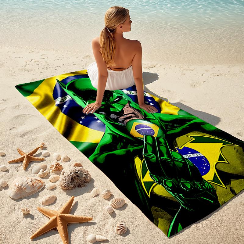 1pc Brazilian Green Hero Cartoon Quick Dry Microfiber Bath Towel for Swimming Surfing Camping Unisex Holiday. SJT72017