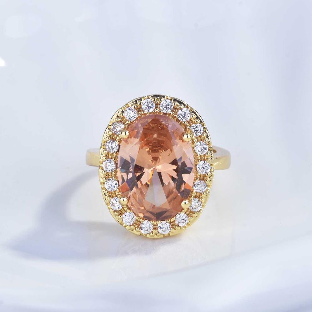 

Open Ring 18k Gold Plated Large CZ Morganite Simulant Diamond Statement Ring for Women Luxury Fashion Jewelry 6