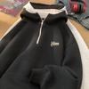 Half-zip Embroidered Hoodie Couple Matching Winter Casual Loose Sweatshirt Women