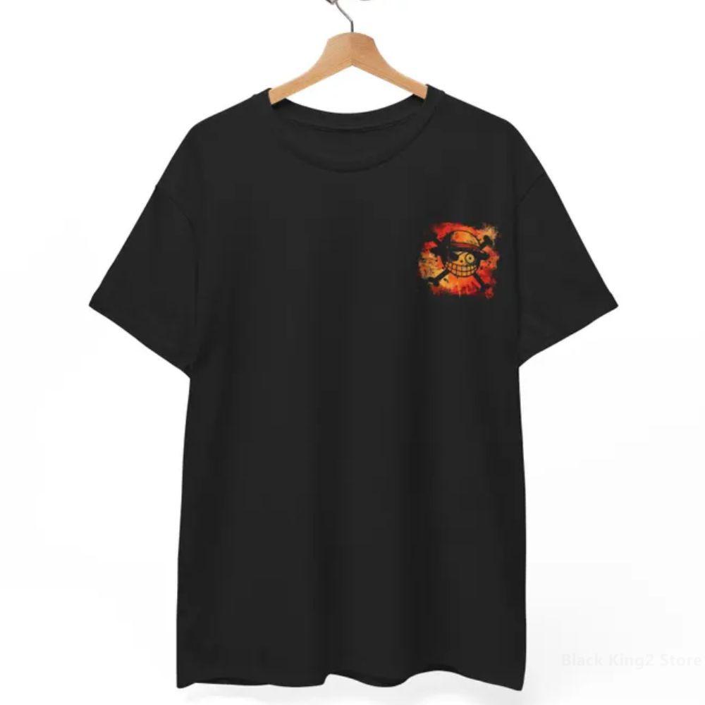 T-Shirts Luffy Japanischer Anime Vintage Sommer Baumwolle Herren T-Shirt Lässig Kurzarm Streetwear Oberteile Tees Mann Kleidung