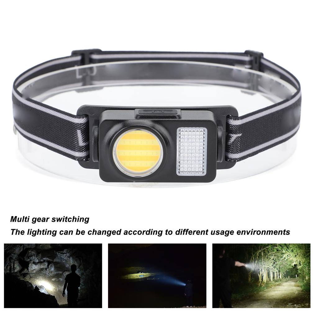 Headlamp Flashlight Waterproof Multifunction USB Rechargeable with Adjustable Band for Night Fishing Cycling Work