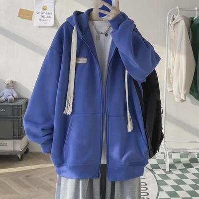 Trendy Herren-Sweatshirt mit Kapuze und Cardigan: Frühling/Herbst, lockere Passform, Reißverschlussjacke für Teenager und Paare.