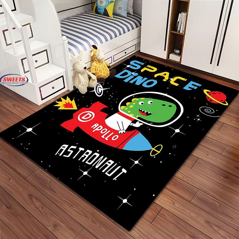 Cartoon Dinosaur Space Carpet for Living Room Cartoon Childrens Bedroom Rug Sofa Doormat Kitchen Floor Mat Anti-slip Decor Gifts