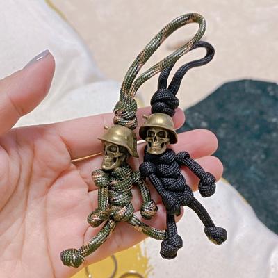 Schädel Kopf Soldat König Schlüsselanhänger Lanyard Anhänger Schmuck EDC Outdoor Messer Perle Werkzeug Punk DIY Paracord handgemachte gewebte Zubehör