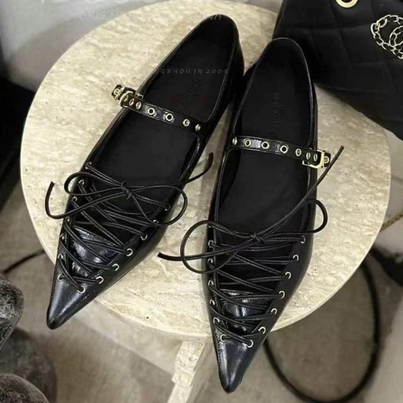 Pointed Toe Women Flats Loafers Shoes Dress Summer Fashion Shallow Sandals Lolita Luxury Woman Shoes 2025 New Brand Ladies Shoes