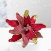 Faux Velvet Artificial Christmas Flower with Glitter 26cm Christmas Tree Wreath Vibrant Color DIY Poinsettia Flower Decor