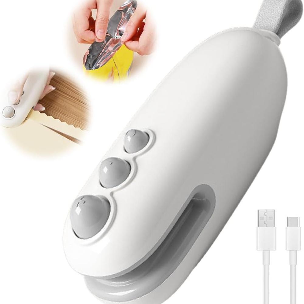 Mini Bag Sealer, Upgrade 2 In 1 USB Rechargeable Chip Bag Sealer Heat Seal Tool, Portable Heat Vacuum Sealers Food Sealer Bag