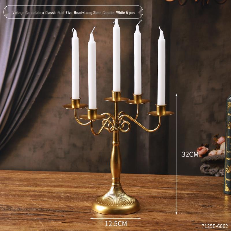 Vintage French Candelabra Ornament – Romantic European Candle Holder for Table Decor and Photo Props