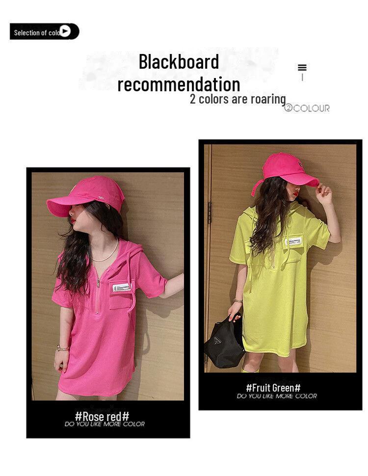 Prinsessklänning med huva i koreansk stil för flickor - Kortärmad, sommar-t-shirtstil för barn