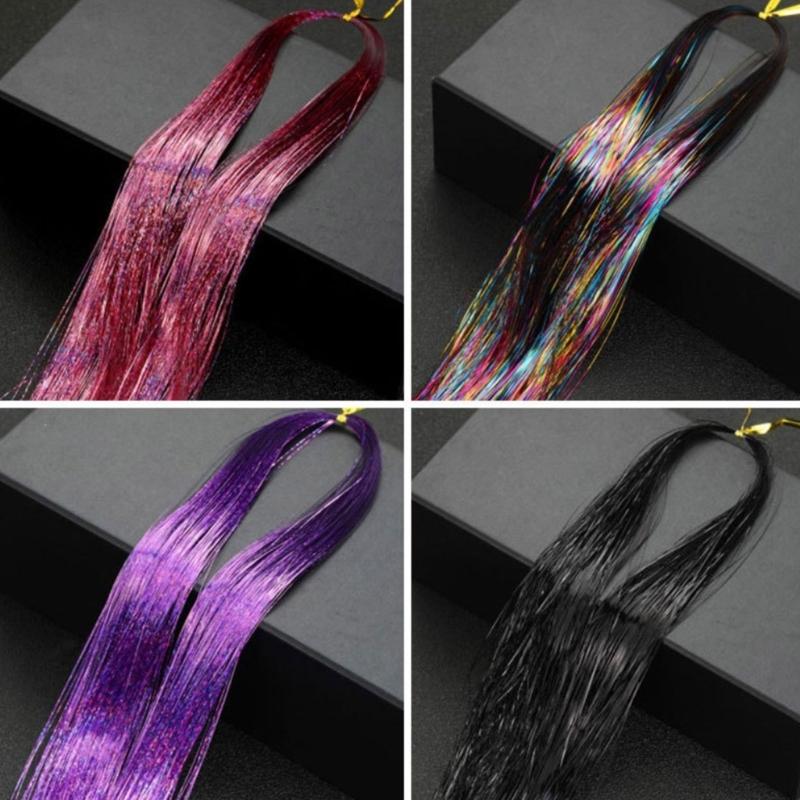 Synthetic Hair Extension Kit Glitter Hair Strands With Secure Clips Natural Shine PET For Long Lasting Wear
