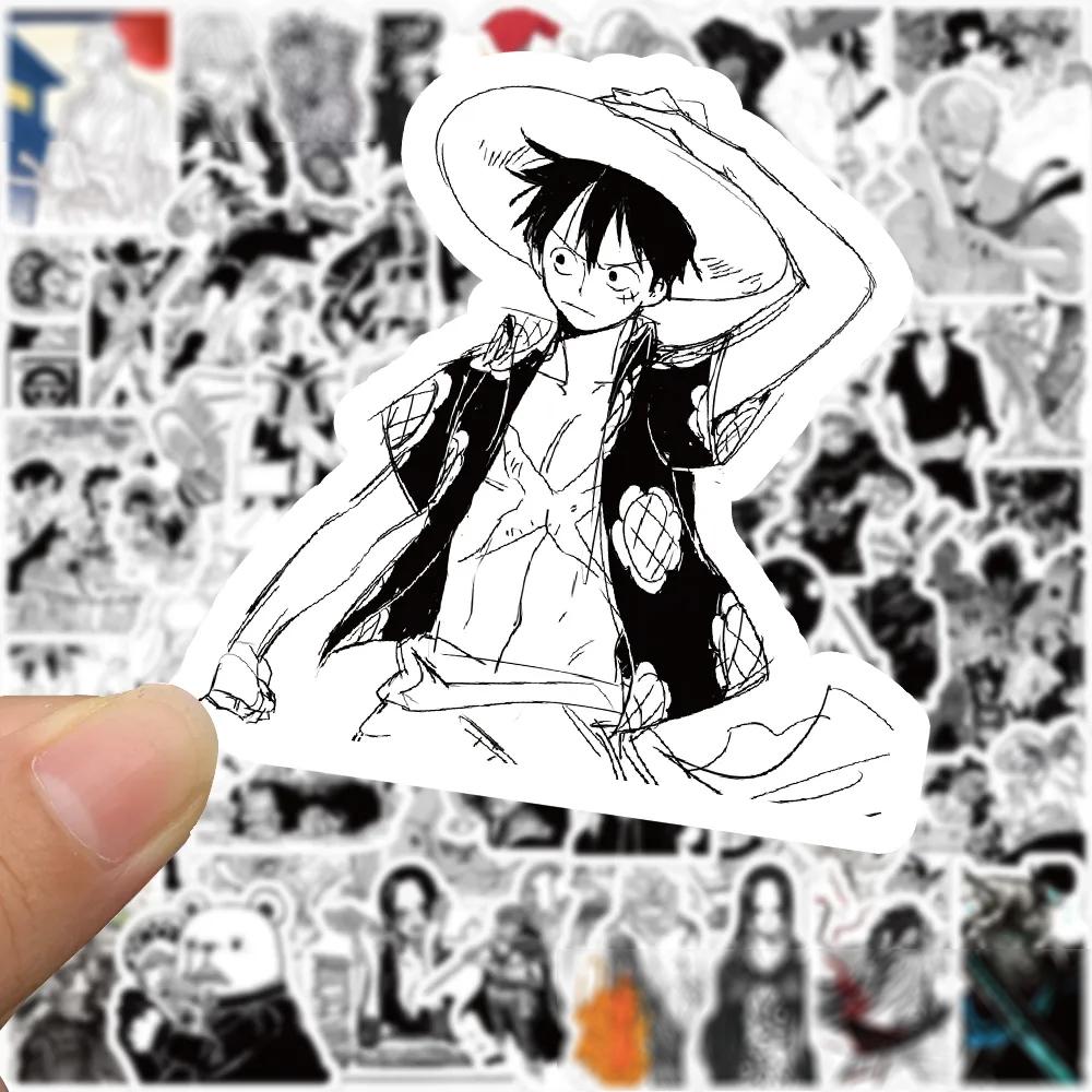 10/30/50/100pcs Black White ONE PIECE Cartoon Anime Stickers Decals DIY Laptop Car Phone Case Motorcycle Cool Waterproof Sticker