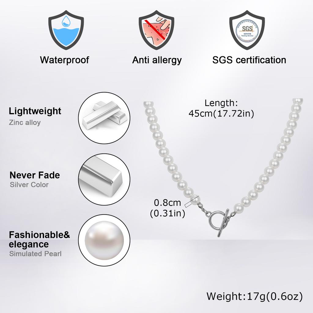 Modisches Metall-OT-Schnallen-Perlen-Halskette für Männer Frauen, Leichter Luxus Handgefertigte Perlen Halskette Schmuck Unisex
