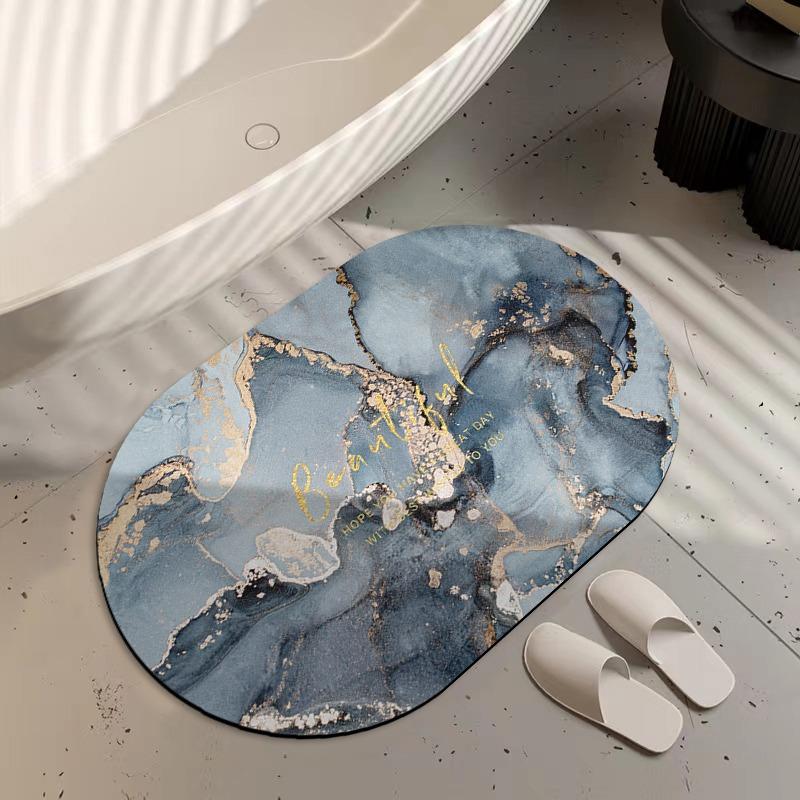 Bathroom Carpet Non-slip Floor Mat Absorbent Diatom Mud Foot Mats Imitation Marble Home Decor Rug for Toilet Shower Area