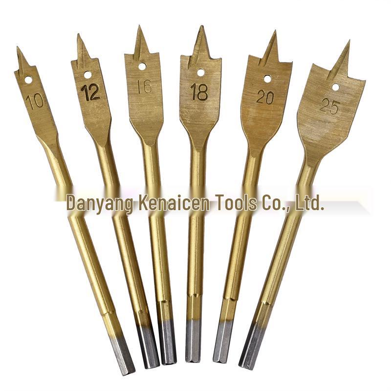 6pc Woodworking Chisel and Drill Set: 6-55mm High Carbon Steel with Flat Point for Wood Hole Enlarging