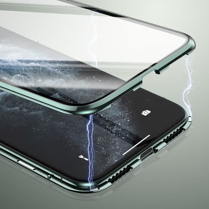 Coque iPhone 11 Pro, Étui Adsorption Magnétique Double face Verre trempé Couverture pour iPhone 11 Pro -Noir