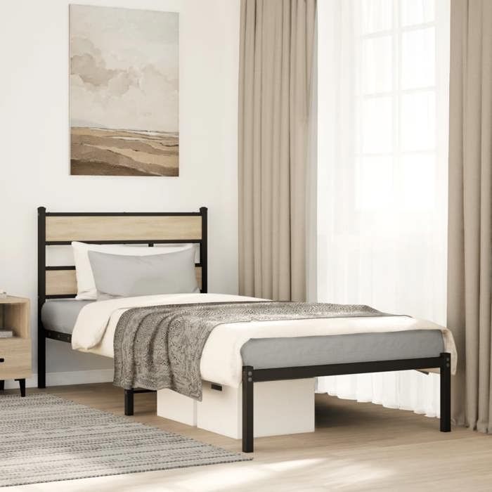 VidaXL Metal Bed Frames Without Mattress Sonoma Oak 75x190 Cm 4017092